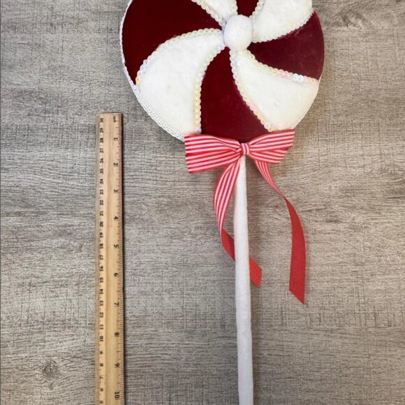 December Diamond Red & White Velvet Lollipop Pick Ornament - Picture 2 of 3